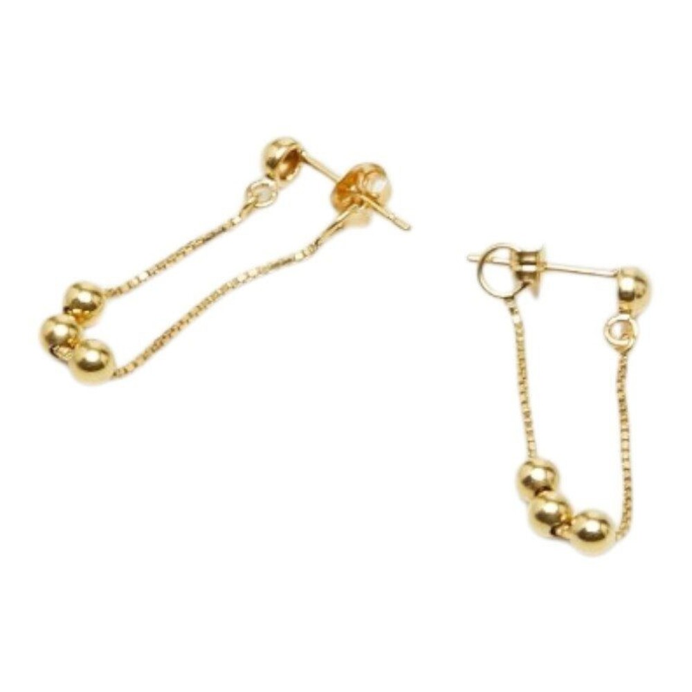 Chain Ball Motif Stud Earrings 18K Yellow Gold